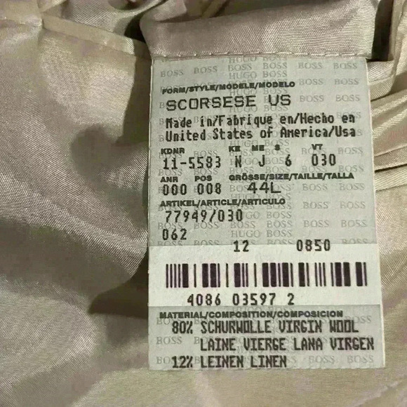 Hugo Boss Virgin Wool & Linen Blend Jacket Size 44L Gray - Picture 6 of 6